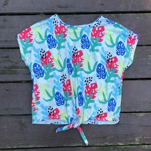 Patterned Tie-Front Tee
